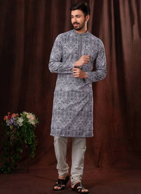 Gray Colour Venecia New Latest Designer Ethnic Wear Chikankari Kurta Pajama Collection 1517-12